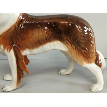 SCULTURA VOLUME Ceramica RONZAN Cane COLLIE Design Vintage STATUINA h. 22 cm DOG