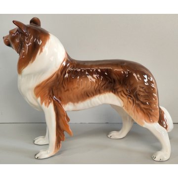 SCULTURA VOLUME Ceramica RONZAN Cane COLLIE Design Vintage STATUINA h. 22 cm DOG