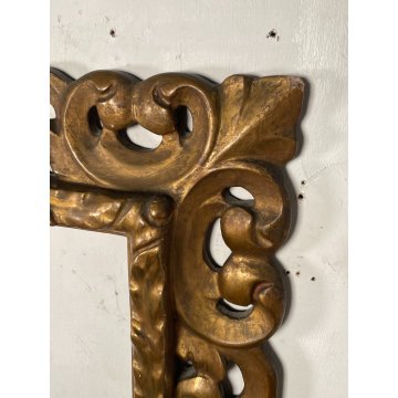 ANTICA CORNICE BAROCCA DORATA epoca 800 OLD LEGNO SCOLPITO FOGLIA ORO 47 X 56 CM