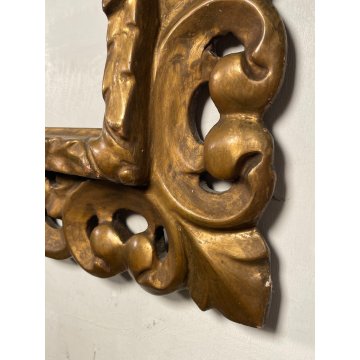 ANTICA CORNICE BAROCCA DORATA epoca 800 OLD LEGNO SCOLPITO FOGLIA ORO 47 X 56 CM