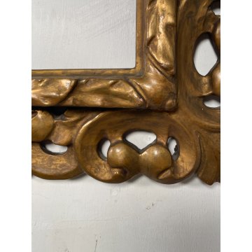 ANTICA CORNICE BAROCCA DORATA epoca 800 OLD LEGNO SCOLPITO FOGLIA ORO 47 X 56 CM
