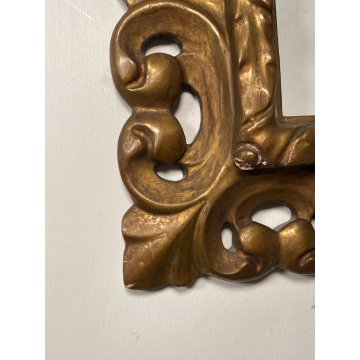 ANTICA CORNICE BAROCCA DORATA epoca 800 OLD LEGNO SCOLPITO FOGLIA ORO 47 X 56 CM