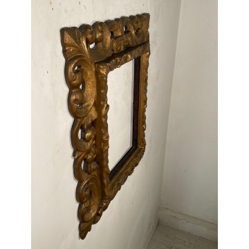 ANTICA CORNICE BAROCCA DORATA epoca 800 OLD LEGNO SCOLPITO FOGLIA ORO 47 X 56 CM