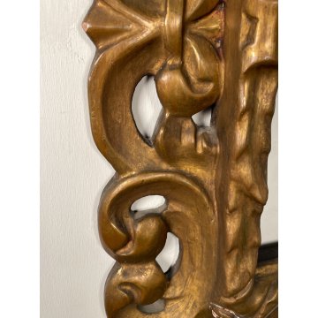 ANTICA CORNICE BAROCCA DORATA epoca 800 OLD LEGNO SCOLPITO FOGLIA ORO 47 X 56 CM