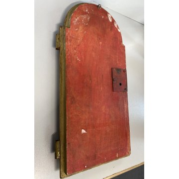 ANTICA ANTA TABERNACOLO LIGNEO DECORO RILIEVO Agnus Dei LIBRO SIGILLI EUCARESTIA