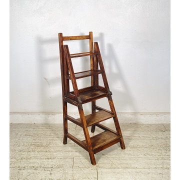 ANTICA SCALETTA TRASFORMABILE A SEDIE PRIMI 1900 LEGNO SCALA CHAIR LIBRERIA
