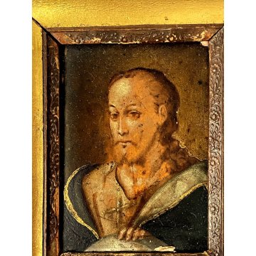 ANTICA MINIATURA DIPINTO su RAME santo cavaliere RAMINO ‘600 CORNICE s. Giorgio?