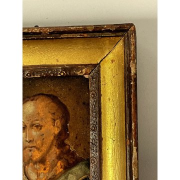 ANTICA MINIATURA DIPINTO su RAME santo cavaliere RAMINO ‘600 CORNICE s. Giorgio?