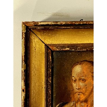 ANTICA MINIATURA DIPINTO su RAME santo cavaliere RAMINO ‘600 CORNICE s. Giorgio?
