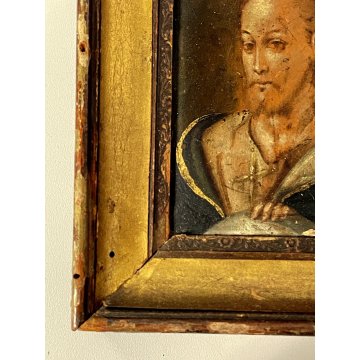 ANTICA MINIATURA DIPINTO su RAME santo cavaliere RAMINO ‘600 CORNICE s. Giorgio?