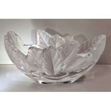 Lalique CIOTOLA CRISTALLO CENTROTAVOLA France BOWL FROSTED GLASS  Oak Leaf