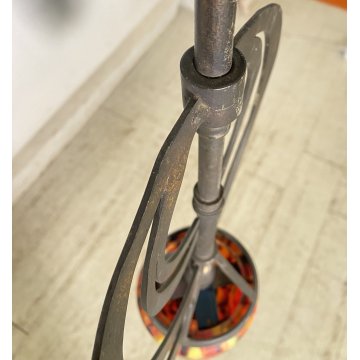 ANTICO LAMPADARIO FERRO ART NOUVEAU VETRO PRIMI 1900 HANGING LAMP EPOCA GLASS