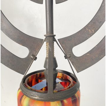 ANTICO LAMPADARIO FERRO ART NOUVEAU VETRO PRIMI 1900 HANGING LAMP EPOCA GLASS