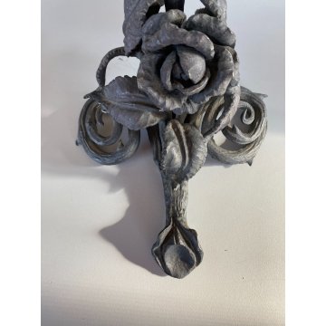 ANTICA LAMPADA A OLIO E SUPPORTO "Betty Lamp" FERRO BATTUTO RAMAGES ROSE 41 cm/h
