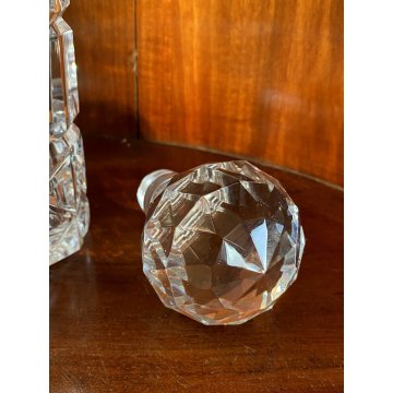 VINTAGE SQUARE WHISKY DECANTER CRISTALLO MOLATO TAGLIO DIAGONALE 24 cm/h '70s