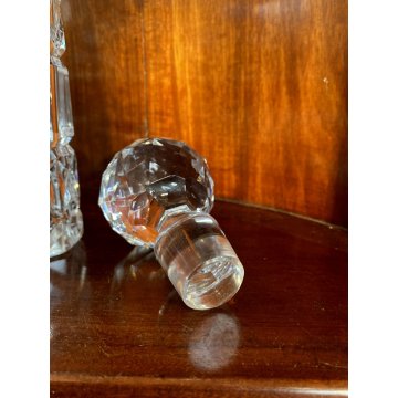 VINTAGE SQUARE WHISKY DECANTER CRISTALLO MOLATO TAGLIO DIAGONALE 24 cm/h '70s