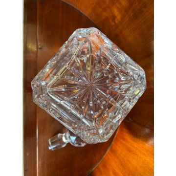 VINTAGE SQUARE WHISKY DECANTER CRISTALLO MOLATO TAGLIO DIAGONALE 24 cm/h '70s