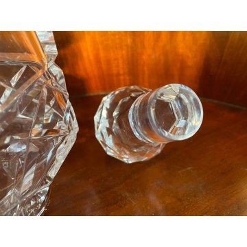 VINTAGE SQUARE WHISKY DECANTER CRISTALLO MOLATO TAGLIO DIAGONALE 24 cm/h '70s