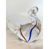 SCULTURA FIGURA CIGNO VETRO Murano BLU ROSSO TRANSPARENTE VINTAGE GLASS SWAN '70