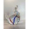 SCULTURA FIGURA CIGNO VETRO Murano BLU ROSSO TRANSPARENTE VINTAGE GLASS SWAN '70