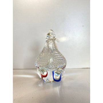 SCULTURA FIGURA CIGNO VETRO Murano BLU ROSSO TRANSPARENTE VINTAGE GLASS SWAN '70