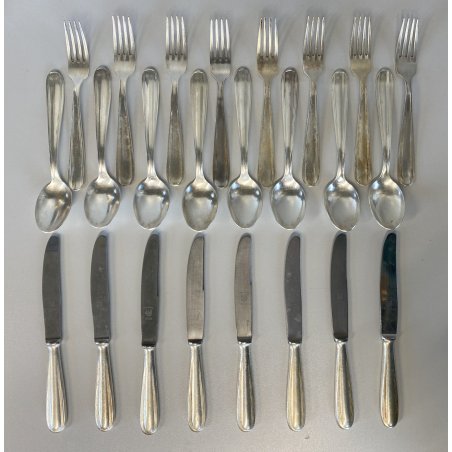 VINTAGE SET POSATE 8 pers. - 24 Pz. F.lli Calderoni METALLO ARGENTATO Art Decò