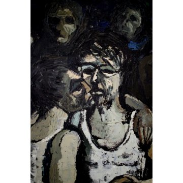 GRANDE QUADRO DIPINTO OLIO SU TELA FIGURATIVO D'Alessandro DANZA UOMO FOLLA '64