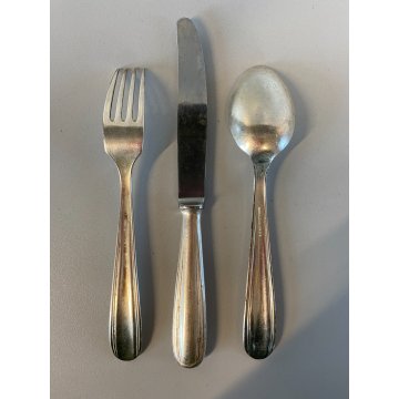 VINTAGE SET POSATE 8 pers. - 24 Pz. F.lli Calderoni METALLO ARGENTATO Art Decò