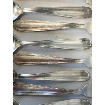 VINTAGE SET POSATE 8 pers. - 24 Pz. F.lli Calderoni METALLO ARGENTATO Art Decò