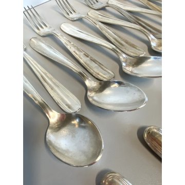 VINTAGE SET POSATE 8 pers. - 24 Pz. F.lli Calderoni METALLO ARGENTATO Art Decò