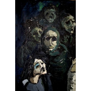 GRANDE QUADRO DIPINTO OLIO SU TELA FIGURATIVO D'Alessandro DANZA UOMO FOLLA '64