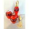 SET PROFUMO 3 ELEMENTI VETRO MURANO ROSSO DECORO NERO FIORI FOGLIE ART DECO' '40