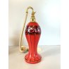SET PROFUMO 3 ELEMENTI VETRO MURANO ROSSO DECORO NERO FIORI FOGLIE ART DECO' '40
