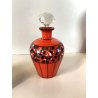 SET PROFUMO 3 ELEMENTI VETRO MURANO ROSSO DECORO NERO FIORI FOGLIE ART DECO' '40
