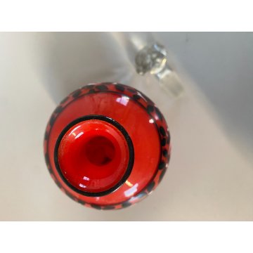 SET PROFUMO 3 ELEMENTI VETRO MURANO ROSSO DECORO NERO FIORI FOGLIE ART DECO' '40