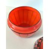 SET PROFUMO 3 ELEMENTI VETRO MURANO ROSSO DECORO NERO FIORI FOGLIE ART DECO' '40