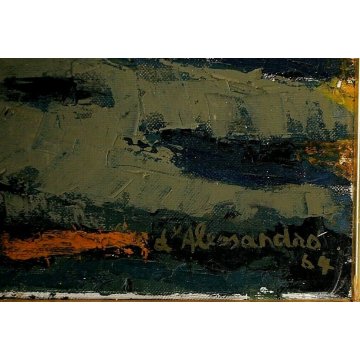 GRANDE QUADRO DIPINTO OLIO SU TELA FIGURATIVO D'Alessandro DANZA UOMO FOLLA '64
