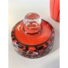 SET PROFUMO 3 ELEMENTI VETRO MURANO ROSSO DECORO NERO FIORI FOGLIE ART DECO' '40