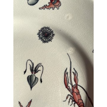 RARO SET 7 PIATTI CERAMICA S.C. Richard "Frutti di mare" DIPINTI A MANO Art Decò