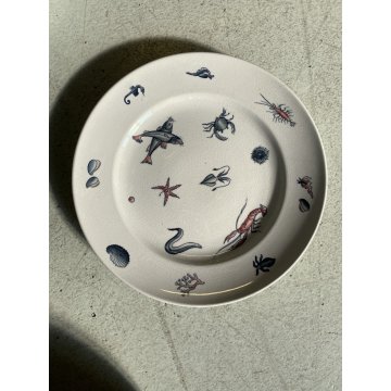 RARO SET 7 PIATTI CERAMICA S.C. Richard "Frutti di mare" DIPINTI A MANO Art Decò