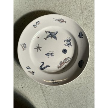 RARO SET 7 PIATTI CERAMICA S.C. Richard "Frutti di mare" DIPINTI A MANO Art Decò