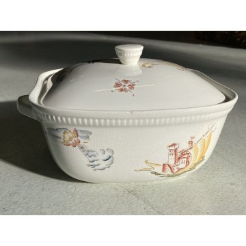 ANTICA ZUPPIERA CERAMICA DESIGN Richard Ginori DECORO MARINO ø 27 x 15 cm '40