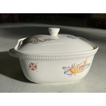 ANTICA ZUPPIERA CERAMICA DESIGN Richard Ginori DECORO MARINO ø 27 x 15 cm '40
