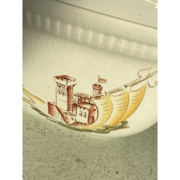 ANTICA ZUPPIERA CERAMICA DESIGN Richard Ginori DECORO MARINO ø 27 x 15 cm '40