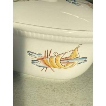 ANTICA ZUPPIERA CERAMICA DESIGN Richard Ginori DECORO MARINO ø 27 x 15 cm '40
