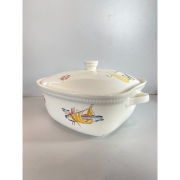 ANTICA ZUPPIERA CERAMICA DESIGN Richard Ginori DECORO MARINO ø 27 x 15 cm '40