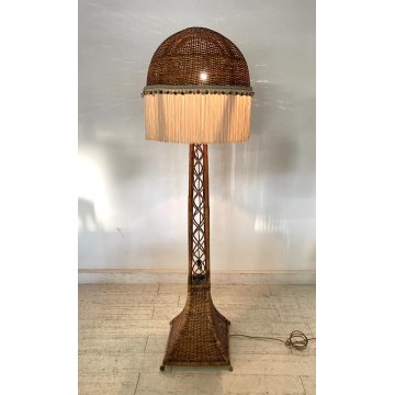 LAMPADA TERRA RATTAN MIDOLLINO FUNZIONANTE 1980 DESIGN VINTAGE PIANTANA LAMP