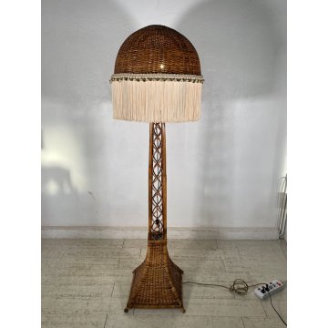 LAMPADA TERRA RATTAN MIDOLLINO FUNZIONANTE 1980 DESIGN VINTAGE PIANTANA LAMP