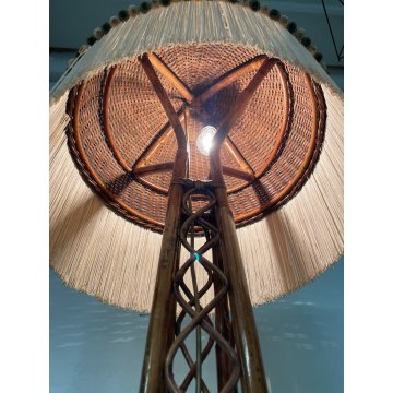 LAMPADA TERRA RATTAN MIDOLLINO FUNZIONANTE 1980 DESIGN VINTAGE PIANTANA LAMP