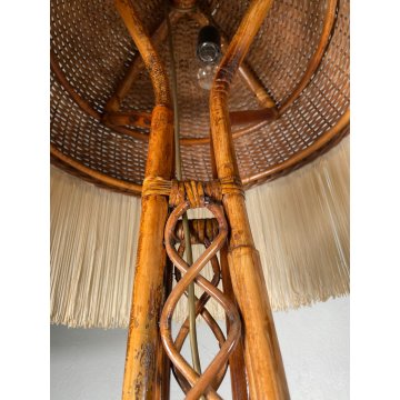 LAMPADA TERRA RATTAN MIDOLLINO FUNZIONANTE 1980 DESIGN VINTAGE PIANTANA LAMP